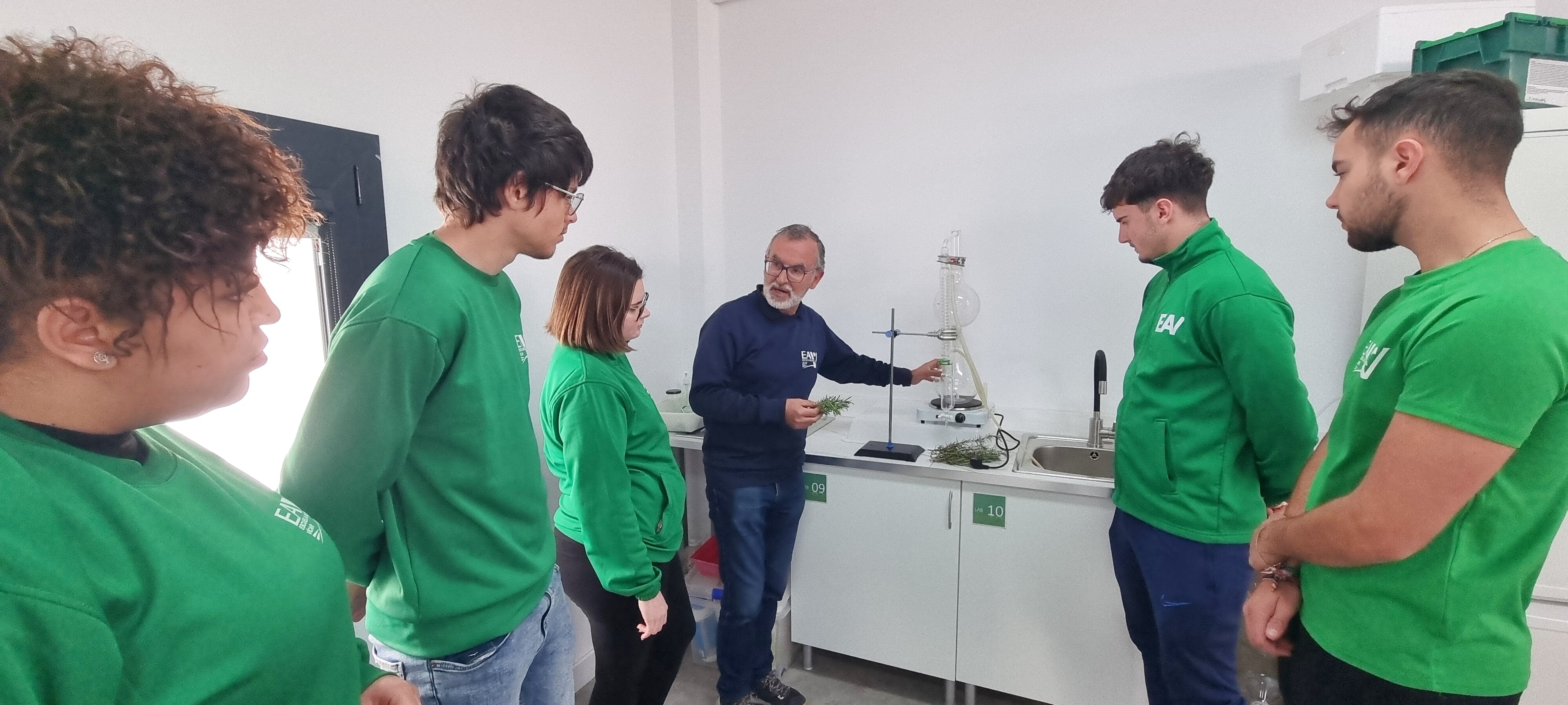 Columna de destilación en laboratorio agronómico